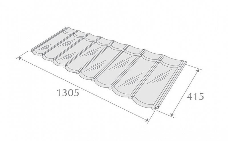 Композитная черепица METROTILE Галло зеленый, 1305*415 мм